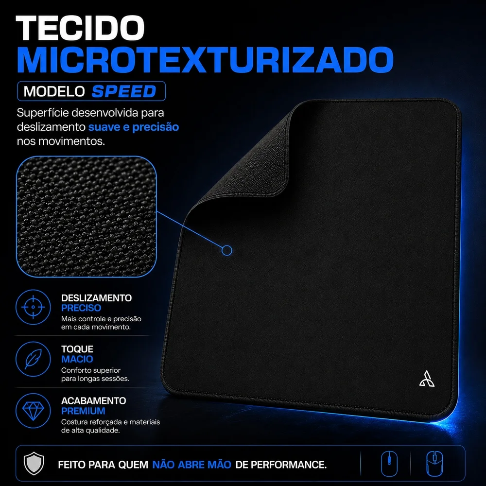 Mouse Pad Gamer Cm02 450x400mm Preto Base Antiderrapante Bordas Costuradas Alta Precisão Mouse Óptico Laser - ATWE ELETRONICOS Mouse Pad Gamer Cm02 450x400mm Preto Base Antiderrapante Bordas Costuradas Alta Precisão Mouse Óptico Laser - ATWE ELETRONICOS