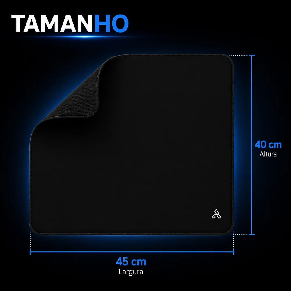 Mouse Pad Gamer Cm02 450x400mm Preto Base Antiderrapante Bordas Costuradas Alta Precisão Mouse Óptico Laser - ATWE ELETRONICOS Mouse Pad Gamer Cm02 450x400mm Preto Base Antiderrapante Bordas Costuradas Alta Precisão Mouse Óptico Laser - ATWE ELETRONICOS