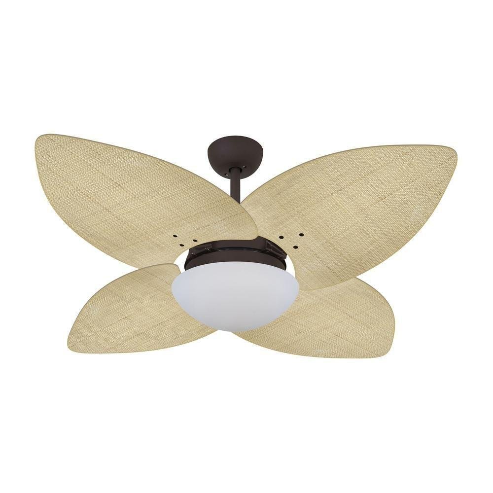 Ventilador De Teto Dormamu Marrom Texturizado 4 Pás Palmae Natural 110v