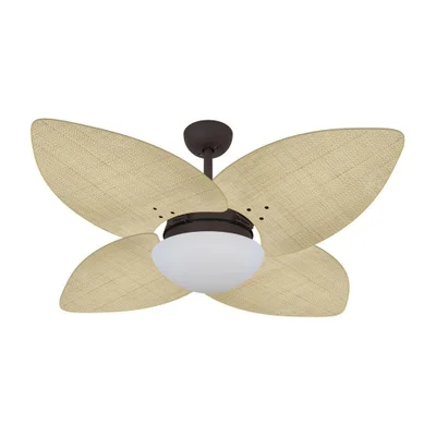 Ventilador De Teto Dormamu Marrom Texturizado 4 Pás Palmae Natural 110v