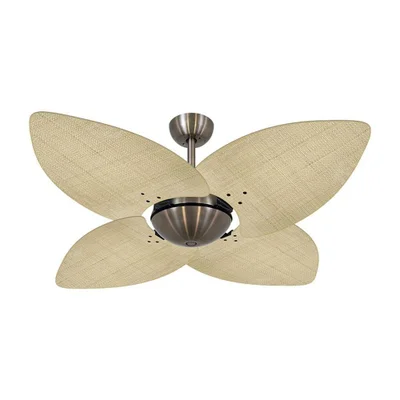Ventilador De Teto Dormamu Bronze Office 4 Pás Palmae Natural 110v