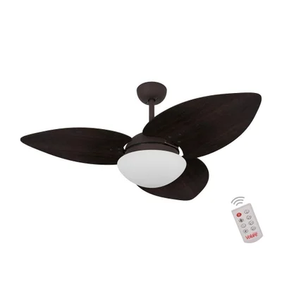Ventilador De Teto Dormamu Marrom Texturizado 3 Pás 110v Com Controle