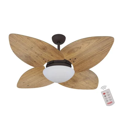 Ventilador De Teto Dormamu Marrom Texturizado 4 Pás Rádica Freijó 110v Com Controle