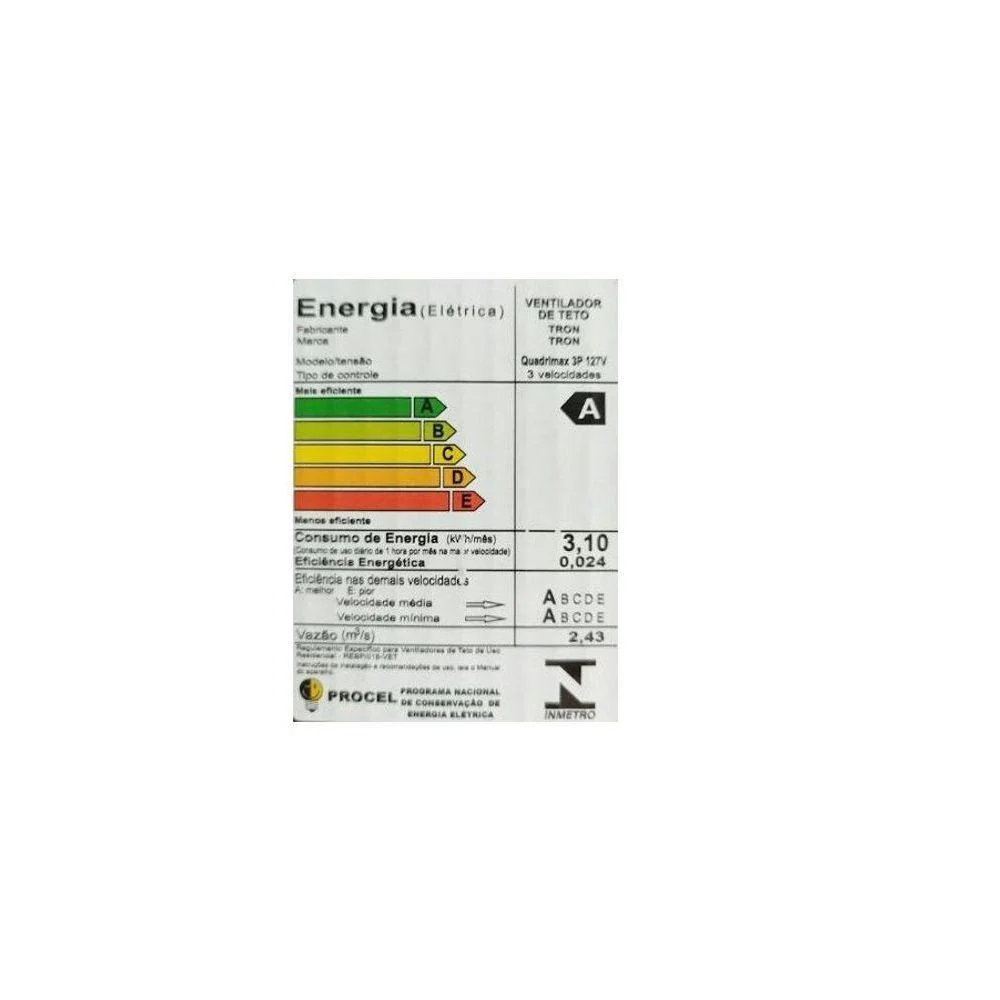 Ventilador De Teto Tron Quadrimax Alumínio Escovado 3 Pás Tabaco 110v