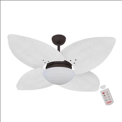 Ventilador De Teto Dormamu Marrom Texturizado 4 Pés Palmae Branco 110v Com Controle
