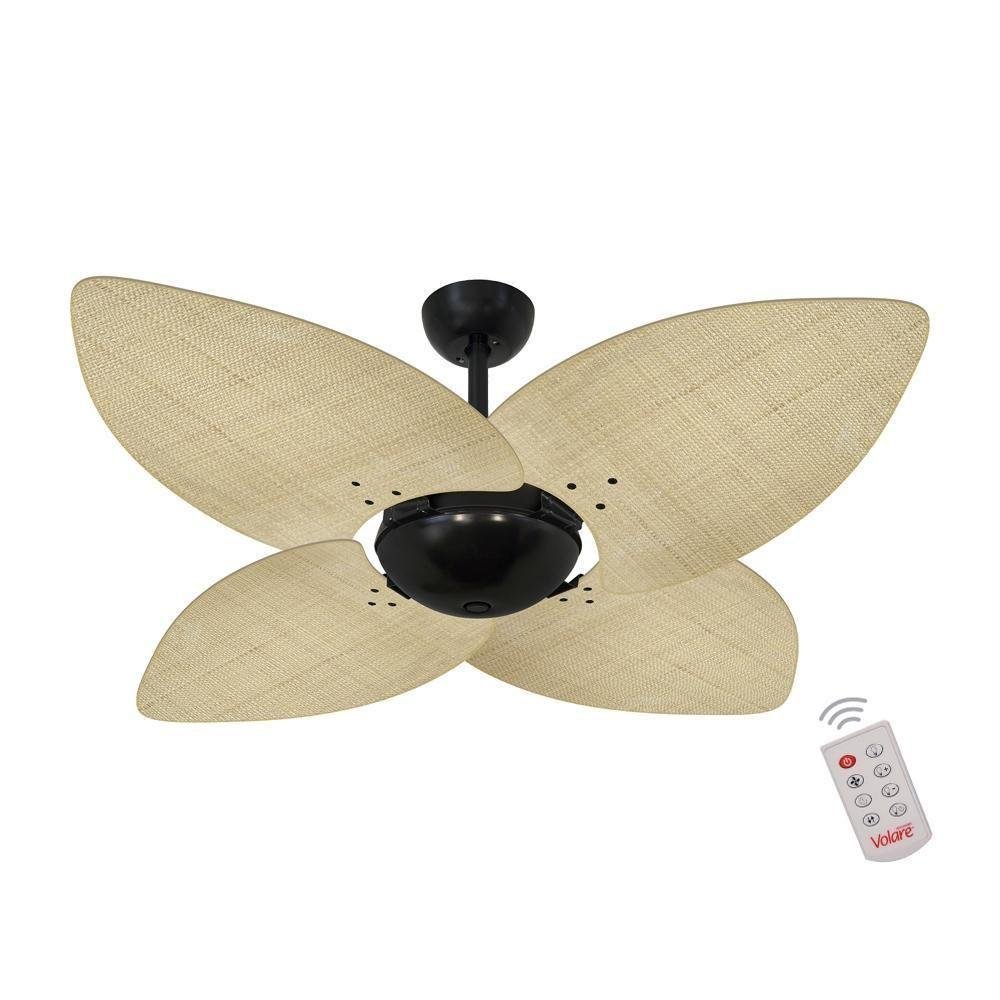 Ventilador De Teto Dormamu Nero Office 4 Pás Palmae Natural 220v Com Controle