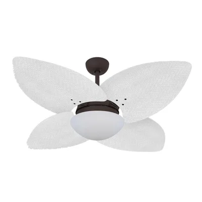 Ventilador De Teto Dormamu Marrom Texturizado 4 Pés Palmae Branco 220v