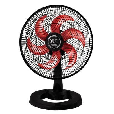 Ventilador Mesa Lorena Preto Oscilante 110v Pás Vermelha