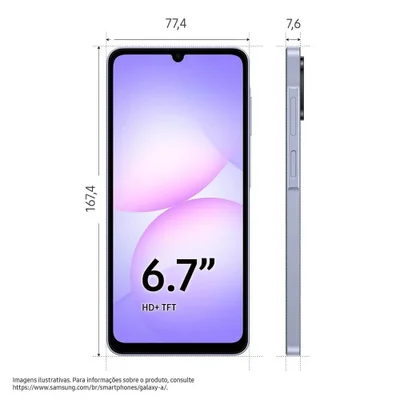 Smartphone Samsung Galaxy A07 128 GB Violeta, 4g, Ram 4 GB, Câmera 50mp + Selfie 8mp, Tela 6,7" 15