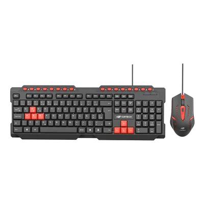 Kit Teclado E Mouse Gamer C3tech Usb Abnt2 1200 Dpi - Preto E Vermelho