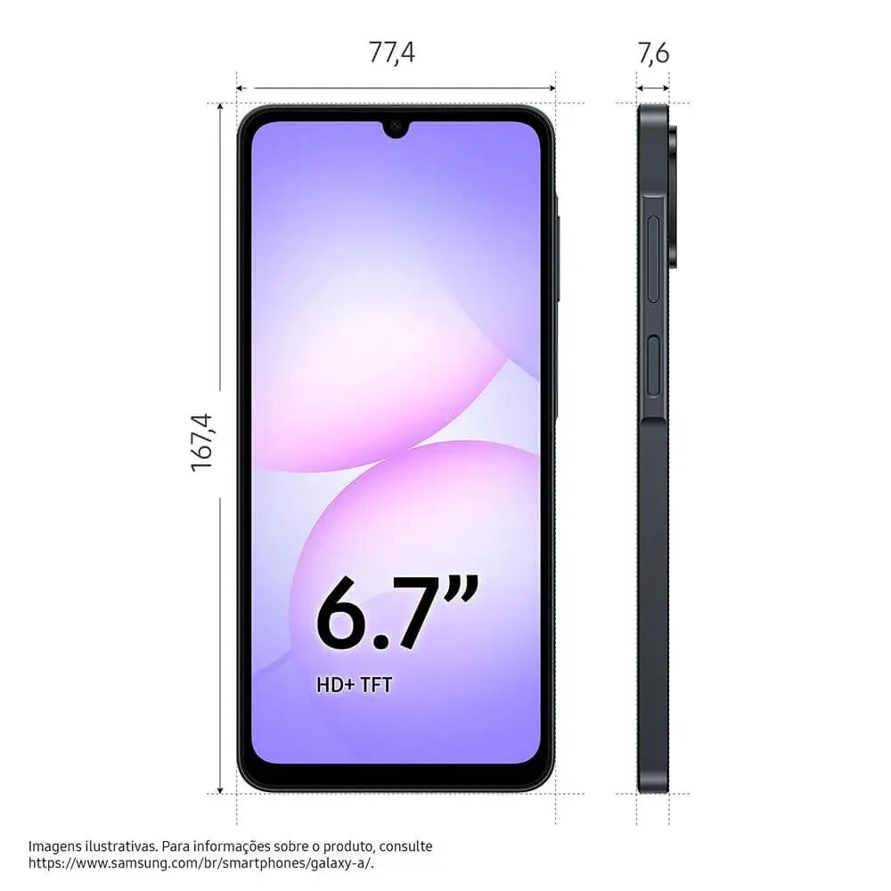 Smartphone Samsung A07 4g 128GB 4gb 50mp 8mp 6.7” Preto Smartphone Samsung A07 4g 128GB 4gb 50mp 8mp 6.7” Preto