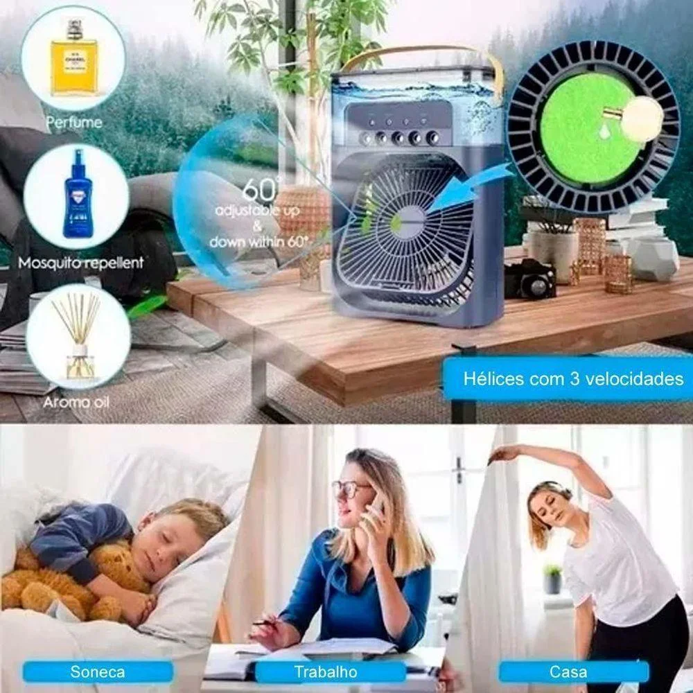 Imagem 5 de 5 do produto Mini Ar Condicionado Utimix Portátil De Mesa Umidificador LED Frio 110v 220v