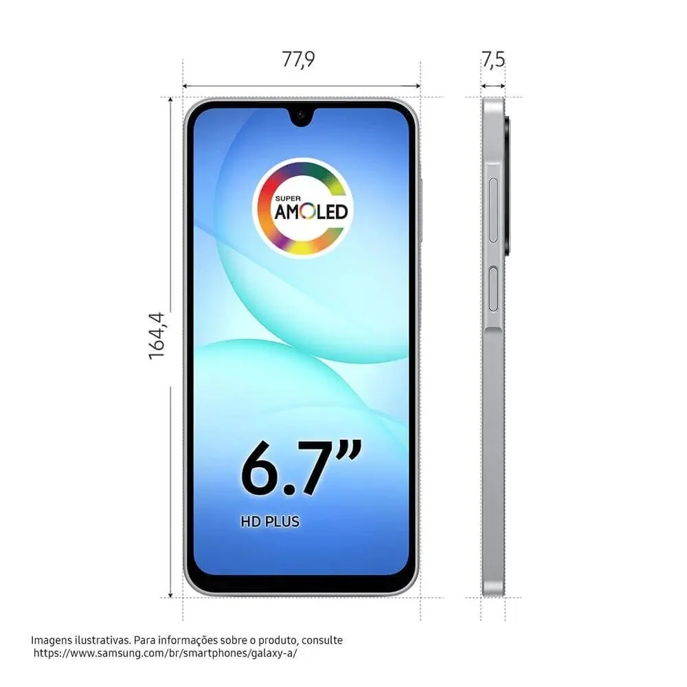 Imagem 4 de 5 do produto Smartphone Samsung Galaxy A17 5g 128GB - Cinza, Ram 4gb, Tela 6.7", Câmera Tripla 50mp + Selfie 13mp