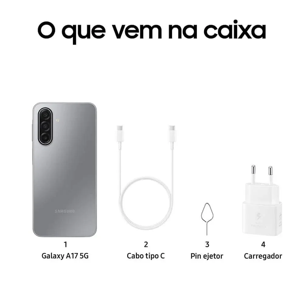 Imagem 5 de 5 do produto Smartphone Samsung Galaxy A17 5g 128GB - Cinza, Ram 4gb, Tela 6.7", Câmera Tripla 50mp + Selfie 13mp