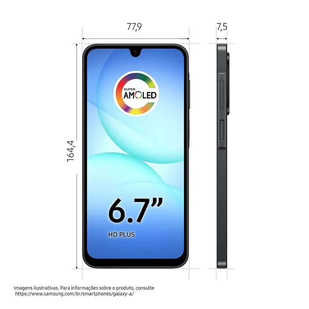 Smartphone Samsung Galaxy A17 5g 256 GB Preto, Ram 8 GB, Tela 6.7", Câmera Tripla 50mp + Selfie 13mp 8