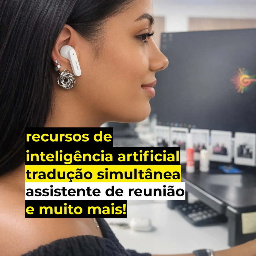 Imagem 2 de 5 do produto Fone Ouvido Bluetooth T68 Tradutor simultânea IA +de 50 idiomas Reduçao Ruido mais liberdade Viagens