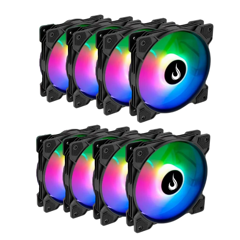 Kit 8 Fans Rise Mode X ARGB 120mm S/controladora Preto - Rm-xld-aRGB 4