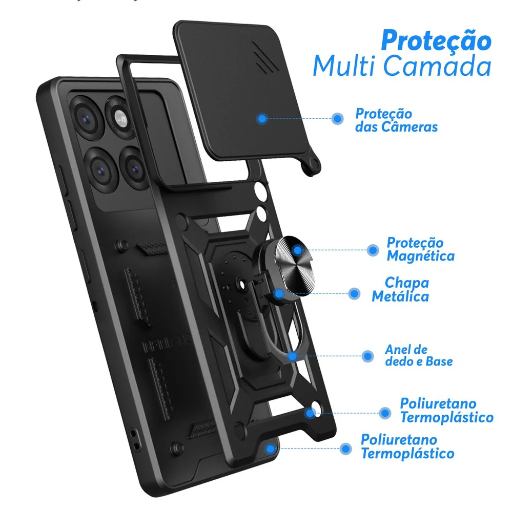 Imagem 2 de 5 do produto Capa Militar P/ Motorola Moto Edge 60 Fusion - Capinha Case Protetora Anti Impacto Queda Armadura Resistente