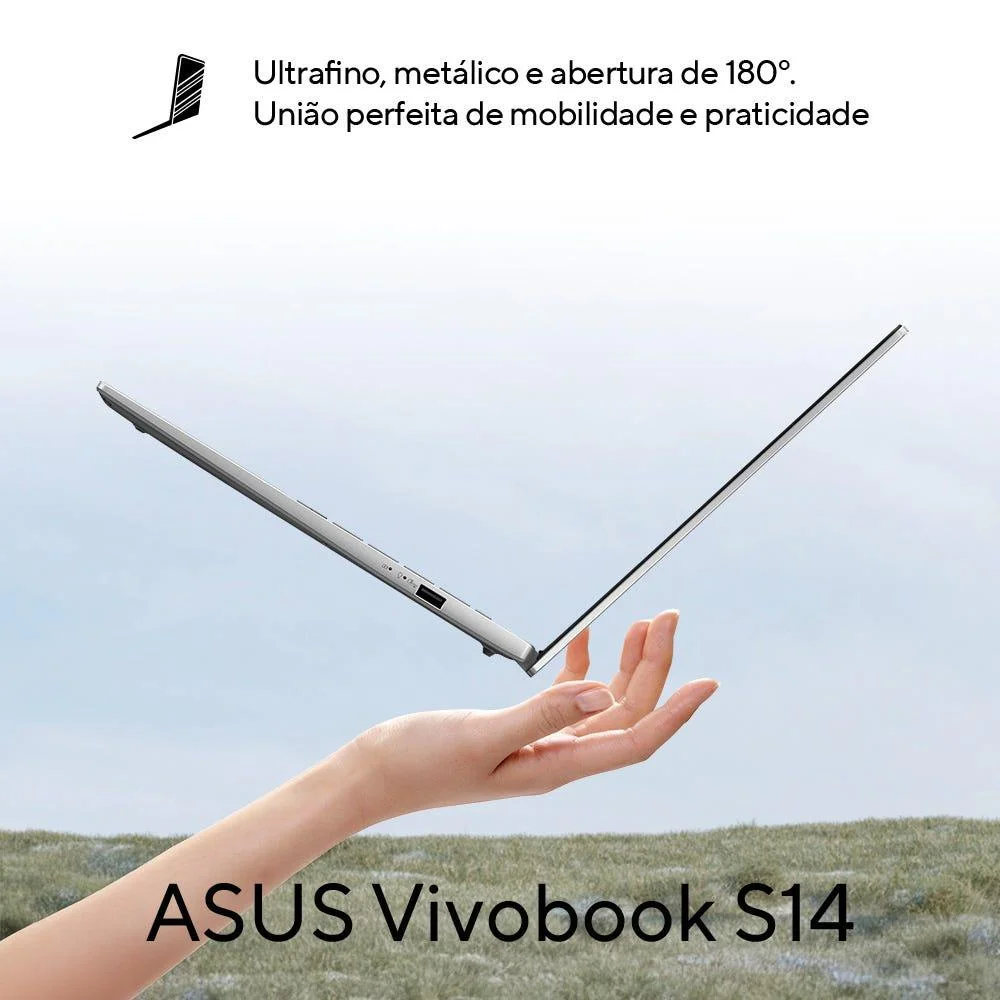 Imagem 3 de 5 do produto Notebook Asus Vivobook S14 S3407va Intel Core i7 13620h 8GB Ram 512gb SSD Linux Keepos Tela 14” Vips Fhd 60hz Cool Silver - Ly055