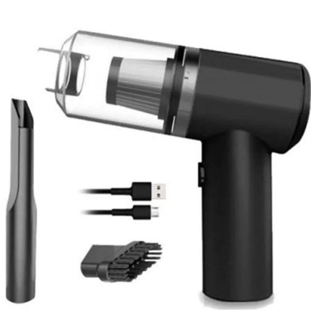 Mini Aspirador De Pó Sem Fio Portátil Para Carro Casa Preto Carregamento Via Usb