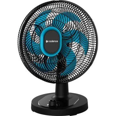 Ventilador De Mesa Cadence Refresh Turbo Pro 6 Pás Preto E Azul vtr420 127v