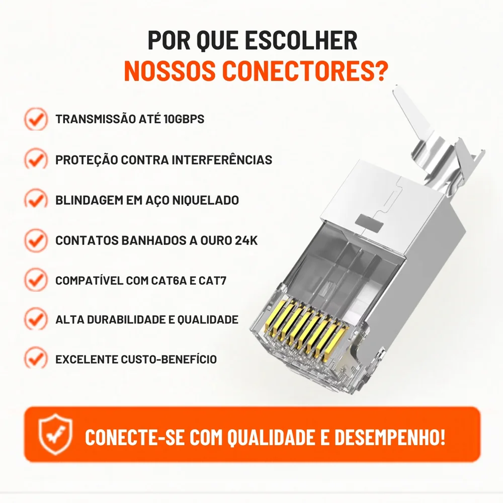 Imagem 3 de 5 do produto 10 Peças Conector Rj45 Cat6a/cat7 Blindado 10gbps