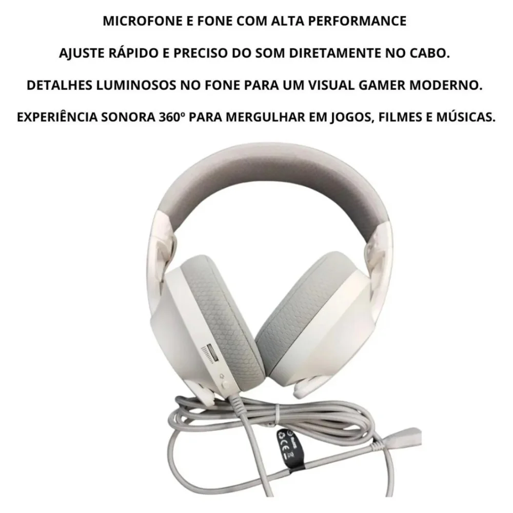Imagem 3 de 5 do produto Fone De Ouvido Gamer Branco Hp Dhe-8003u Cancelador De Ruido