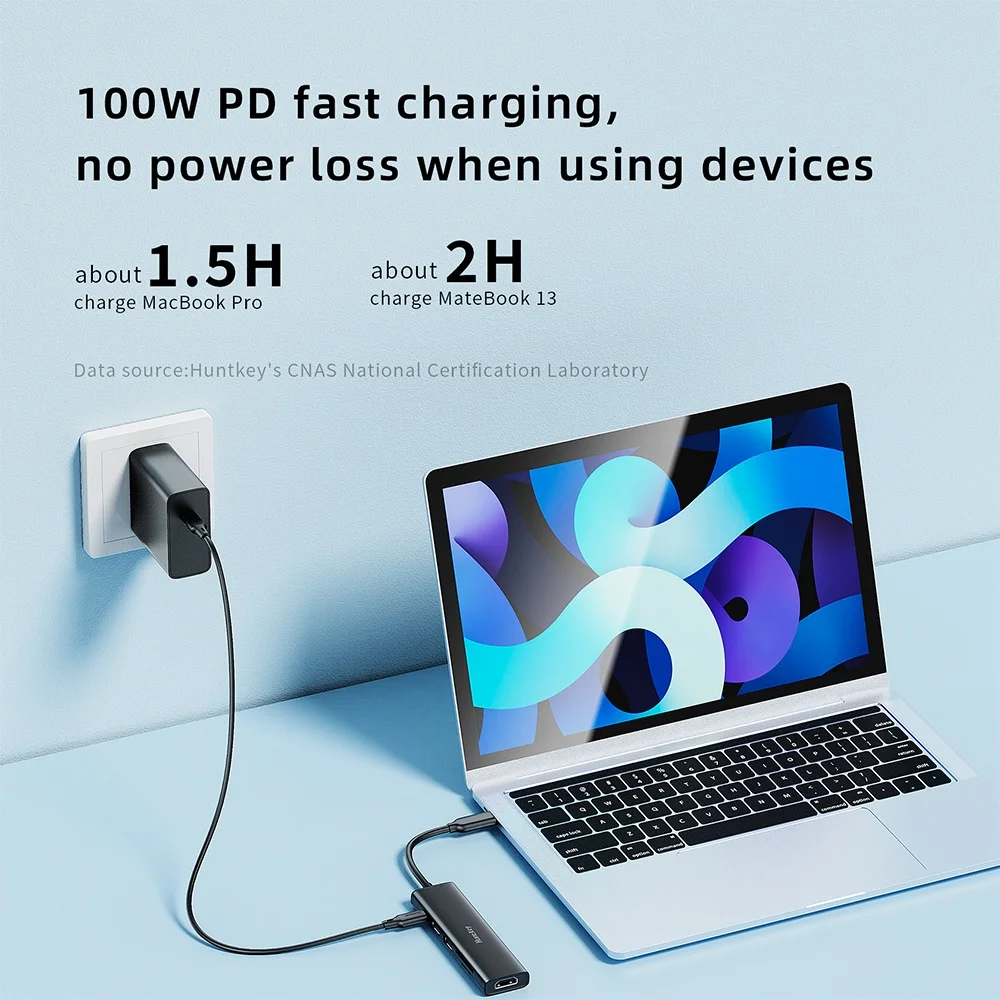 Imagem 2 de 5 do produto Hub Usb-c Huntkey 6 Em 1 Com Pd 100w, HDMI 4k/30hz