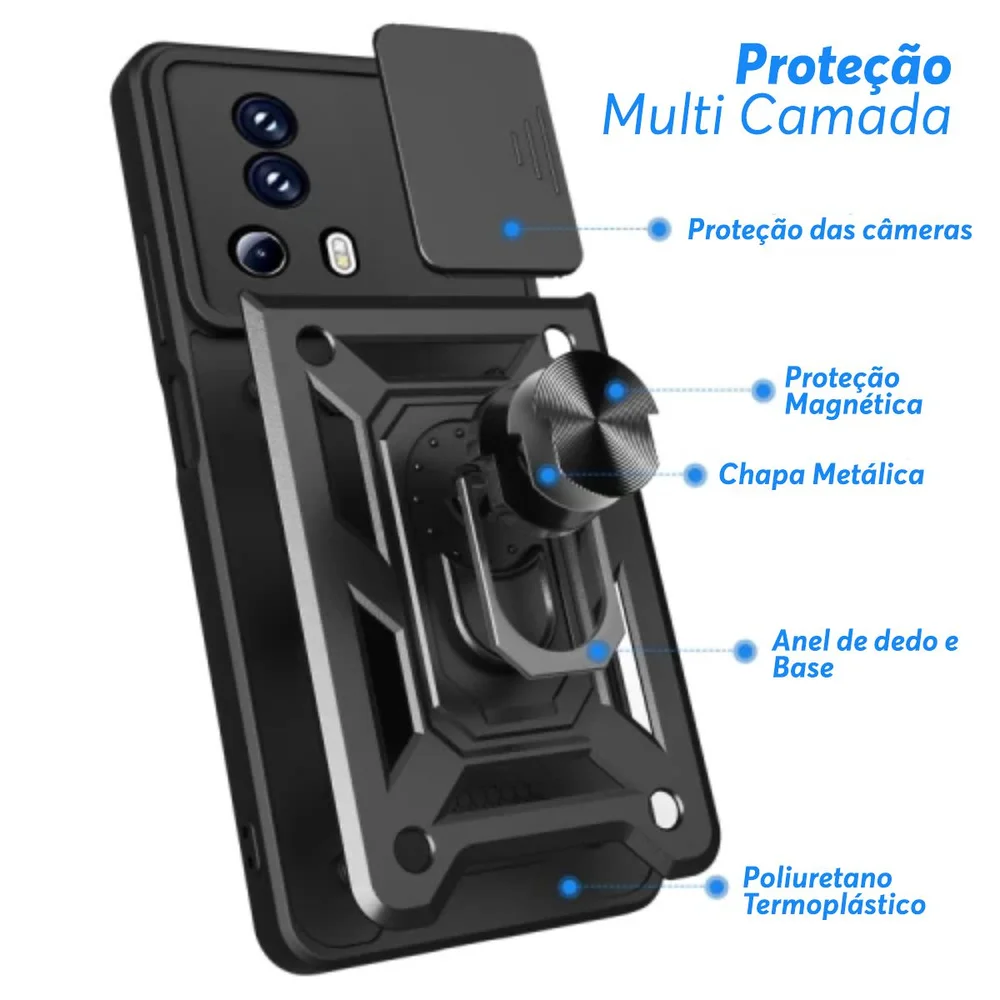Imagem 2 de 5 do produto Capa Militar P/ Xiaomi Mi 13 Lite - Capinha Case Protetora Anti Impacto Queda Armadura Resistente