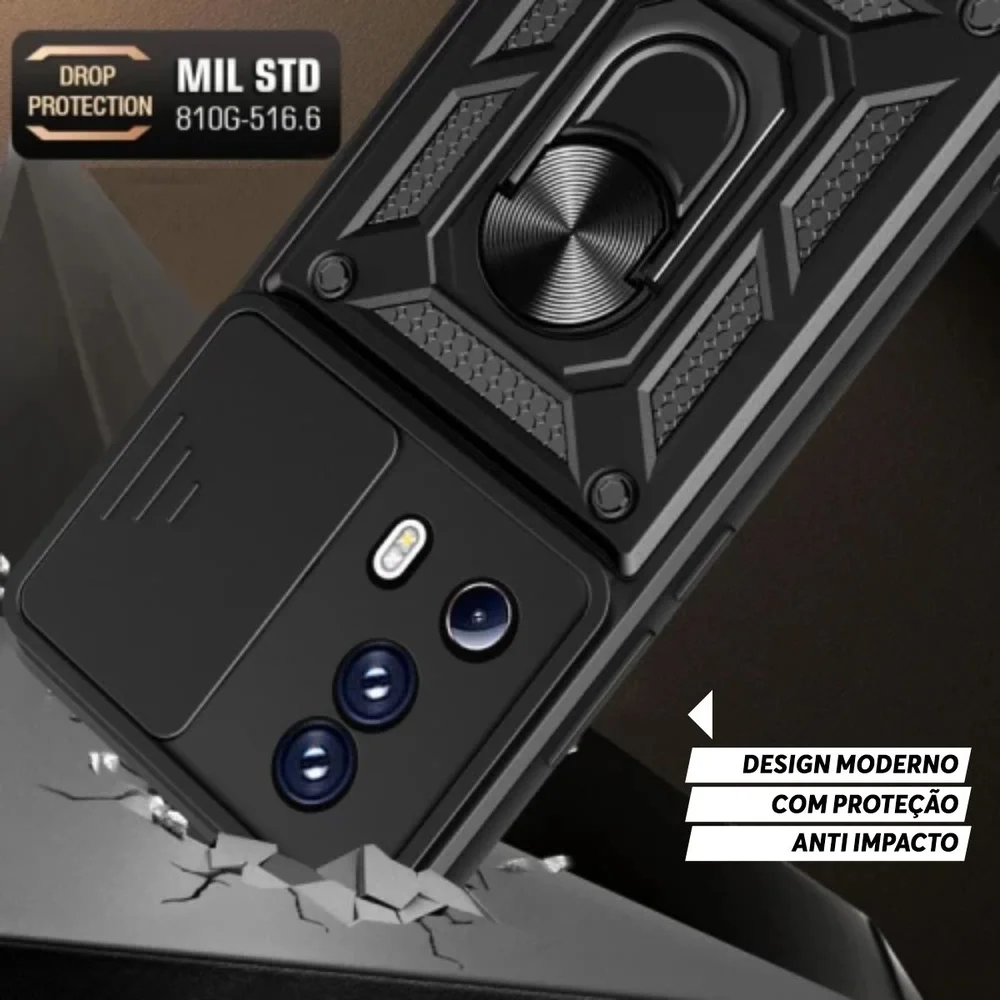 Imagem 4 de 5 do produto Capa Militar P/ Xiaomi Mi 13 Lite - Capinha Case Protetora Anti Impacto Queda Armadura Resistente