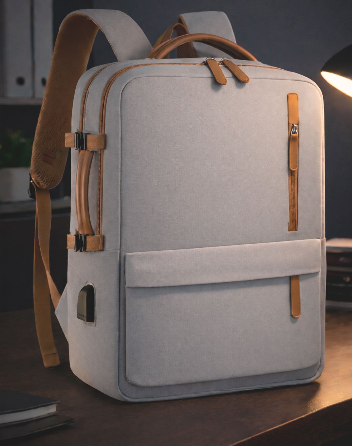Mochila Grande Masculina Feminina Executiva Notebook Escolar Universitária Usb Viagem Estudo Cor Cinza