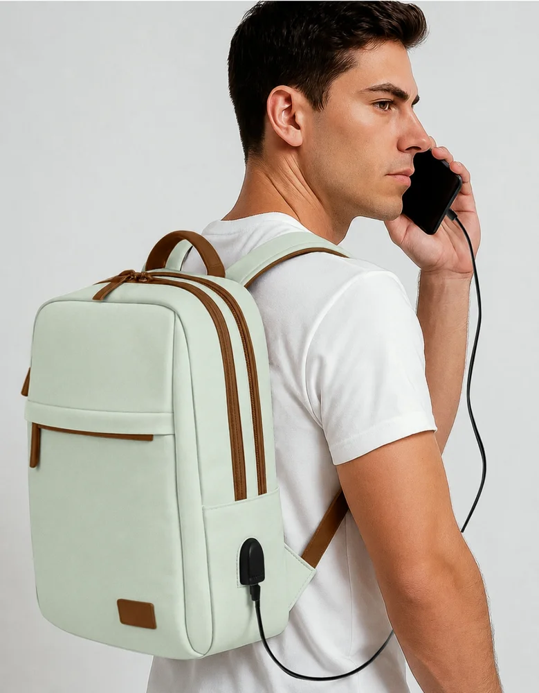 Imagem 3 de 5 do produto Mochila Grande Masculina Feminina Executiva Notebook Escolar Universitária Usb Viagem Estudo Cor Cinza