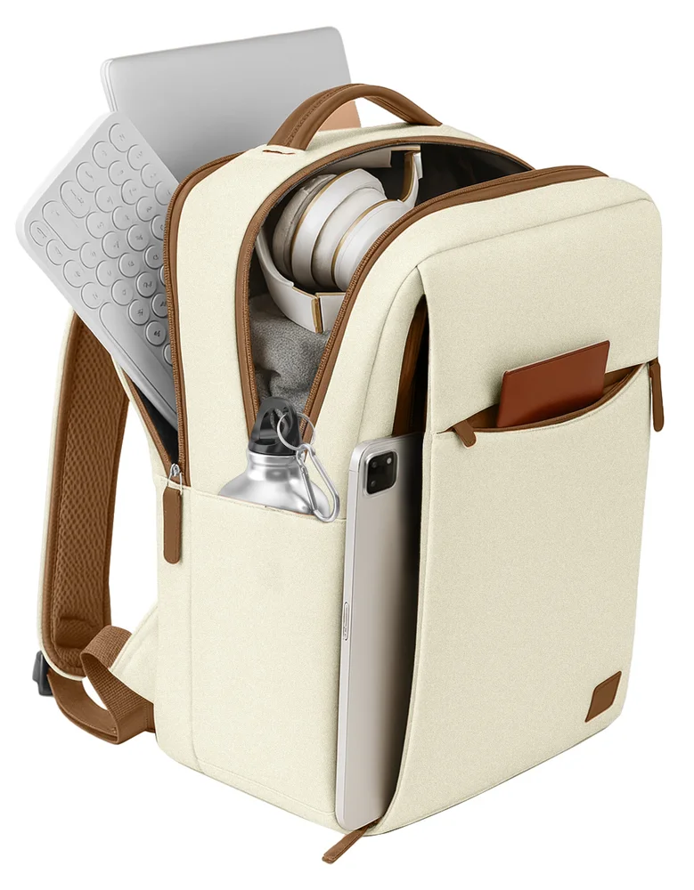 Imagem 5 de 5 do produto Mochila Grande Masculina Feminina Executiva Notebook Escolar Universitária Usb Viagem Estudo Cor Palha