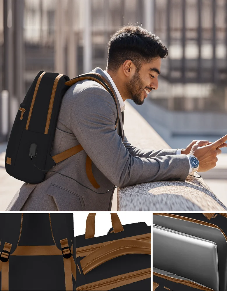 Imagem 3 de 5 do produto Mochila Grande Masculina Feminina Executiva Notebook Escolar Universitária Usb Viagem Estudo Cor Preto