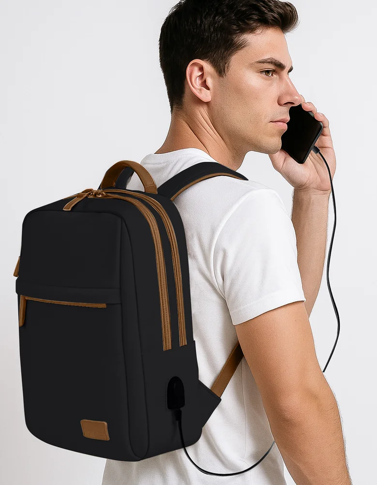 Imagem 4 de 5 do produto Mochila Grande Masculina Feminina Executiva Notebook Escolar Universitária Usb Viagem Estudo Cor Preto