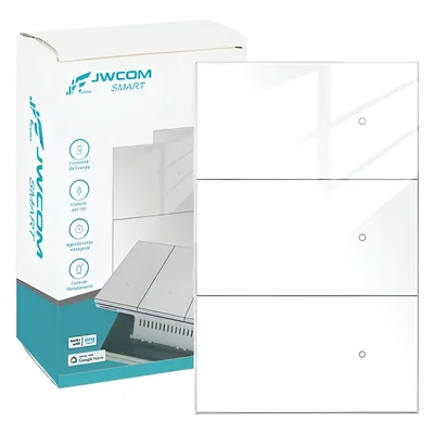 Interruptor Inteligente Tecla Física Vidro 3 Botões Zigbee Branco Jwcom Sa-zb217c-br