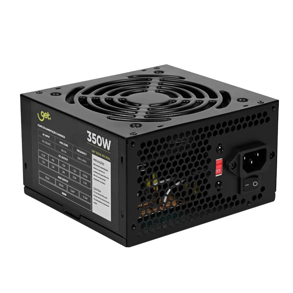 Fonte Atx 350w Real Com Cabo De Força Bivolt Preto | Get
