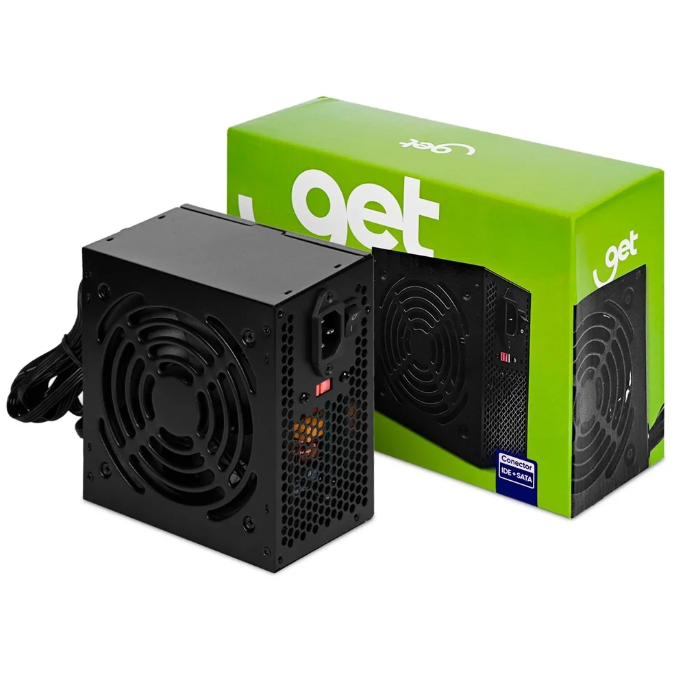 Imagem 2 de 5 do produto Fonte Atx 350w Real Com Cabo De Força Bivolt Preto | Get