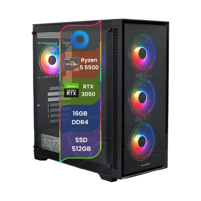 PC Gamer TOP Concórdia Processador AMD Ryzen 5 5500 16GB SSD 512GB RTX 3050 Fonte 500W FreeDos