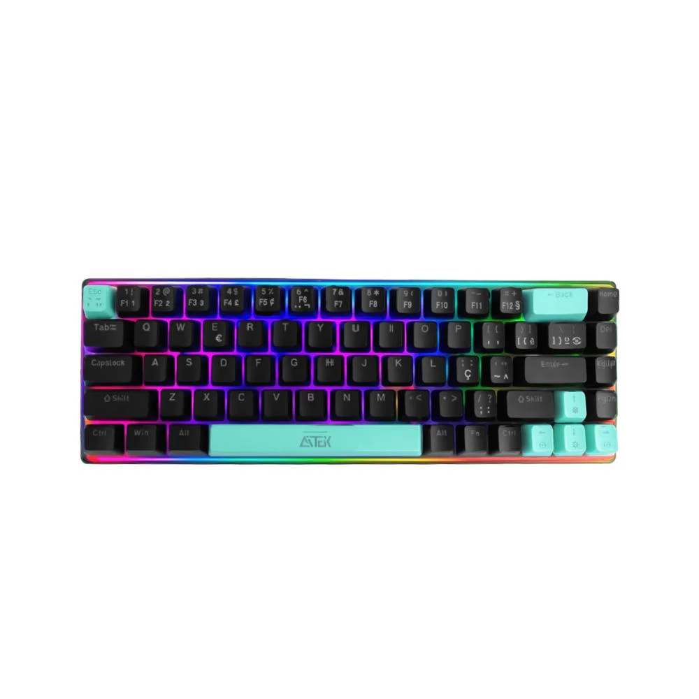Imagem 3 de 5 do produto Teclado Mecânico Gamer Com Fio Usb LED 68 Teclas Silencioso - Preto