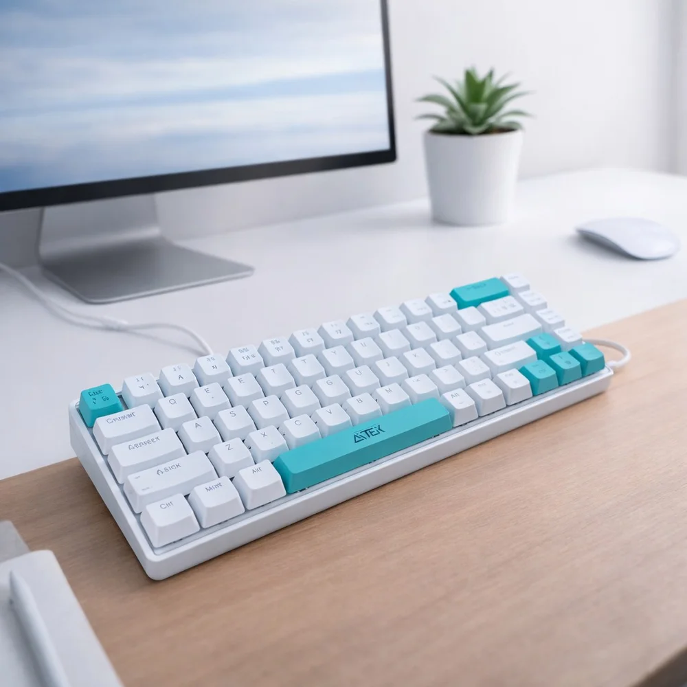 Imagem 2 de 5 do produto Teclado Mecânico Gamer RGB 60% Layout Abnt2 Compacto Com 68 Teclas Para PC E Notebook