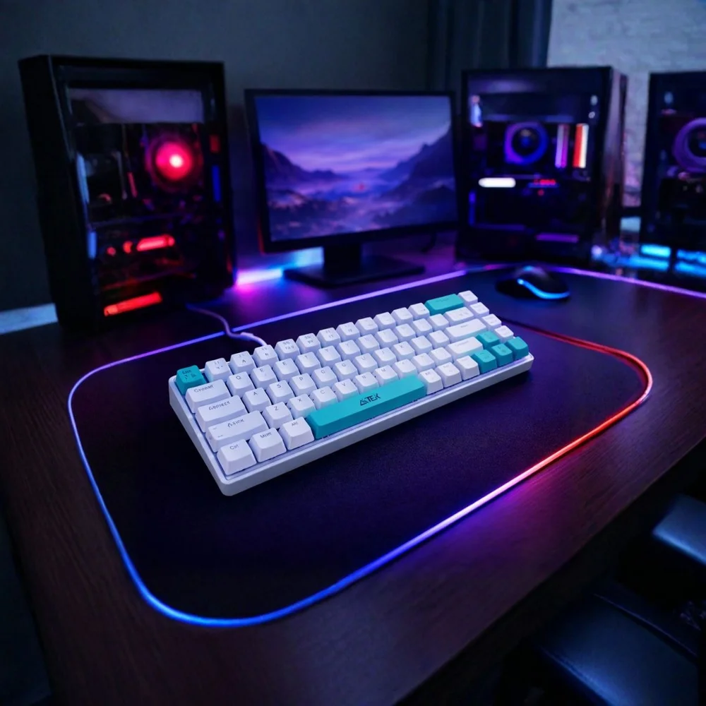 Imagem 4 de 5 do produto Teclado Mecânico Gamer RGB 60% Layout Abnt2 Compacto Com 68 Teclas Para PC E Notebook