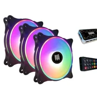 Kit 3 Cooler Fan, Hub Controlador RGB 120mm G-vr346k Preto Revenger 2