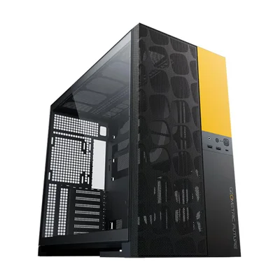 Gabinete Gamer Geometric Future Model 5 Vent Sem Fans Preto E Amarelo