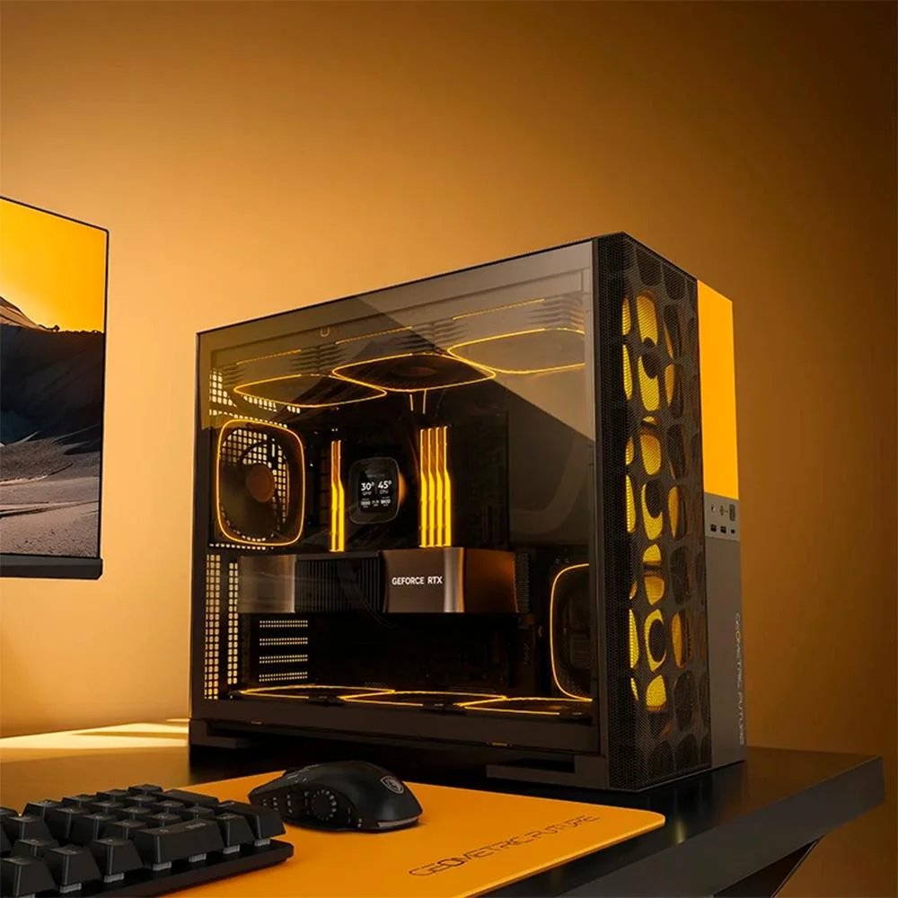 Imagem 2 de 5 do produto Gabinete Gamer Geometric Future Model 5 Vent Sem Fans Preto E Amarelo