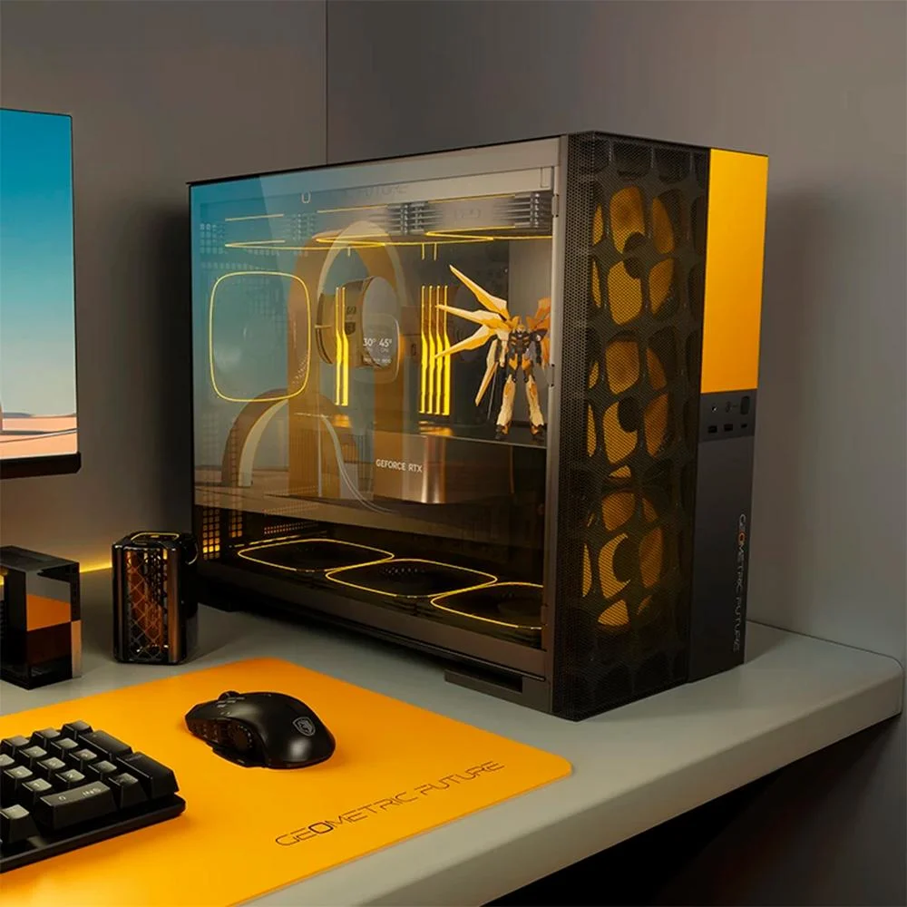 Imagem 3 de 5 do produto Gabinete Gamer Geometric Future Model 5 Vent Sem Fans Preto E Amarelo