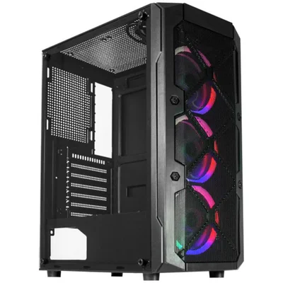 Gabinete Gamer K-mex Mesh Cg-02c5, 3x Fans RGB, Lateral Em Vidro Temperado, Usb 3.0, Atx, Preto - Cg02c5rh0010b0x