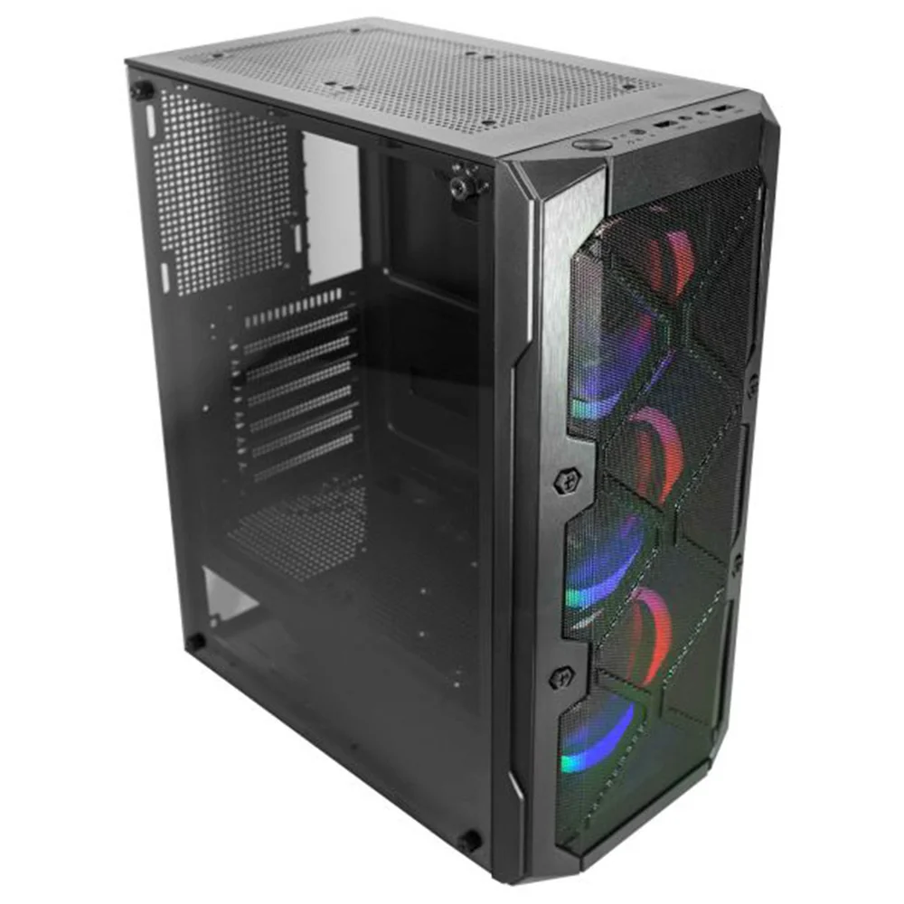 Imagem 2 de 5 do produto Gabinete Gamer K-mex Mesh Cg-02c5, 3x Fans RGB, Lateral Em Vidro Temperado, Usb 3.0, Atx, Preto - Cg02c5rh0010b0x