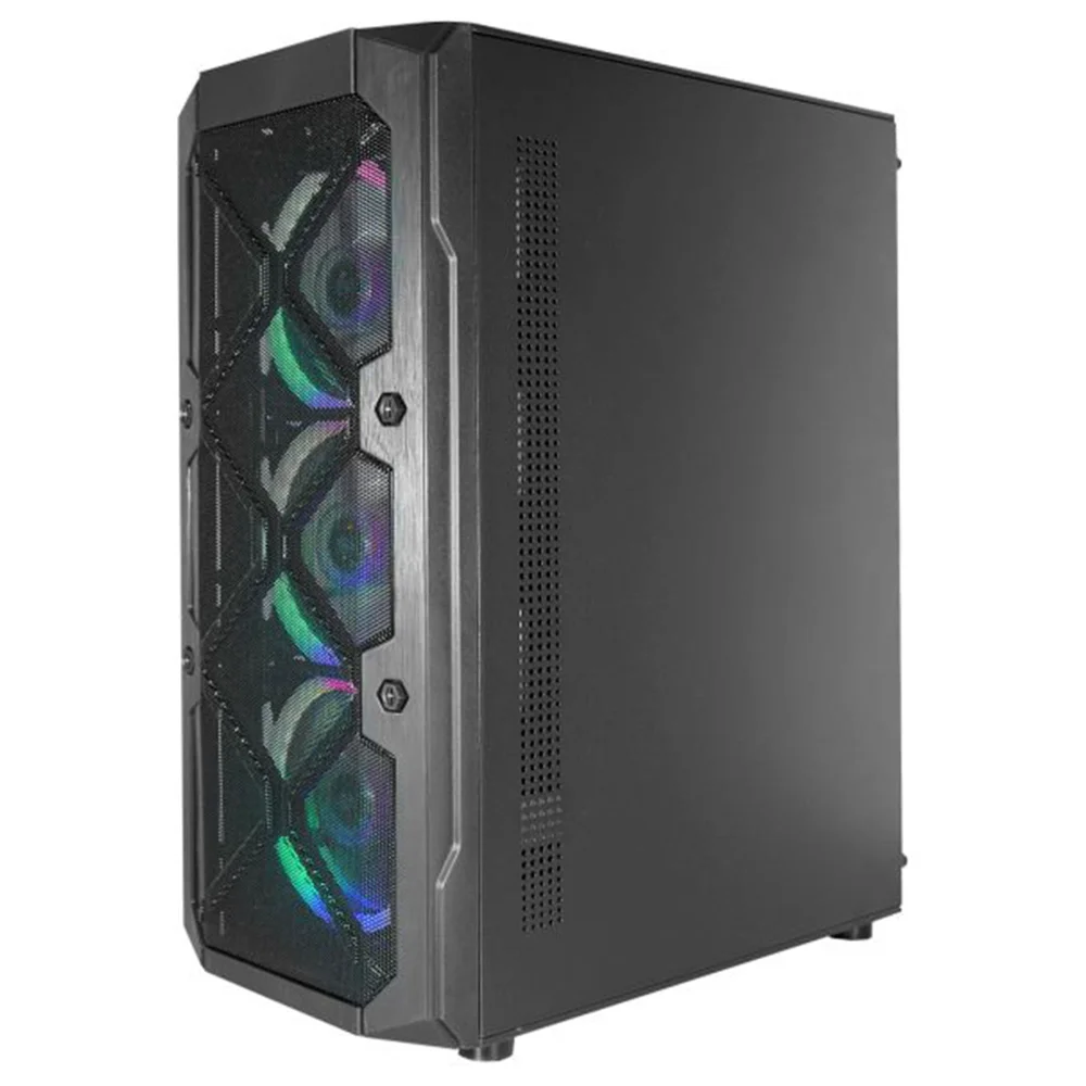 Imagem 3 de 5 do produto Gabinete Gamer K-mex Mesh Cg-02c5, 3x Fans RGB, Lateral Em Vidro Temperado, Usb 3.0, Atx, Preto - Cg02c5rh0010b0x