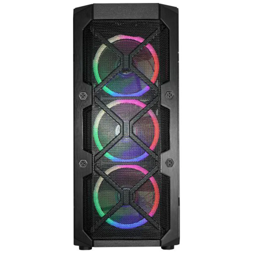 Imagem 4 de 5 do produto Gabinete Gamer K-mex Mesh Cg-02c5, 3x Fans RGB, Lateral Em Vidro Temperado, Usb 3.0, Atx, Preto - Cg02c5rh0010b0x